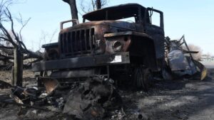 Picture of an abandoned and destroyed car